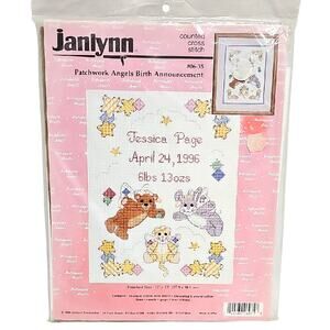 Janlynn Patchwork Angels Birth Announcement Counted Cross Stitch Kit #06-35 NWT